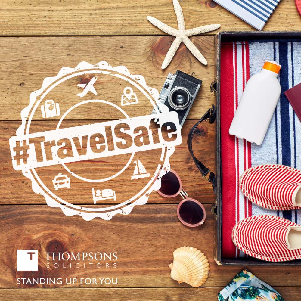 packing a suitcase on holiday with the #TravelSafe logo